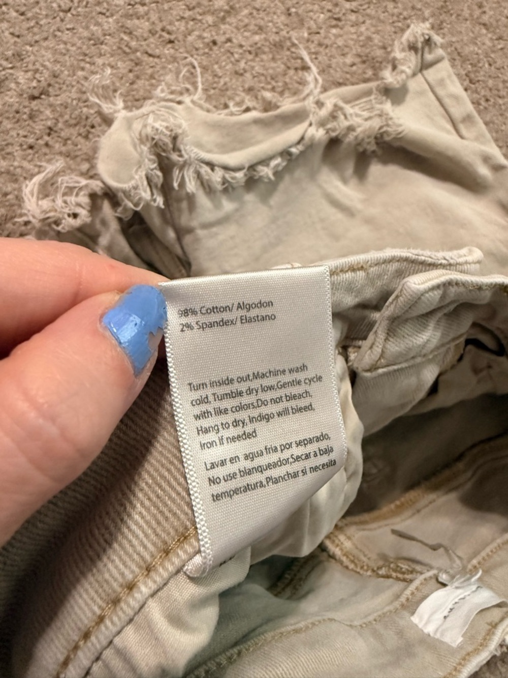 Risen Distressed Hem Tan Shorts High Rise - Picture 6 of 8